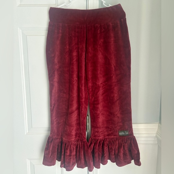 Matilda Jane Pants - Matilda Jane Elegant burgandy/red Velvet High Waist Ruffle Pants